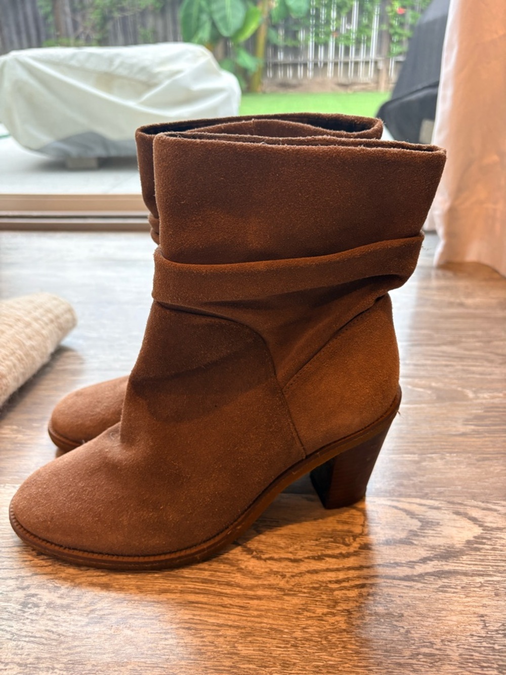 Vince Camuto Chestnut Brown Suede Slouch Ankle Boots